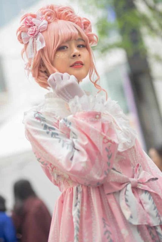 Anime and cosplay expo, girl in pink